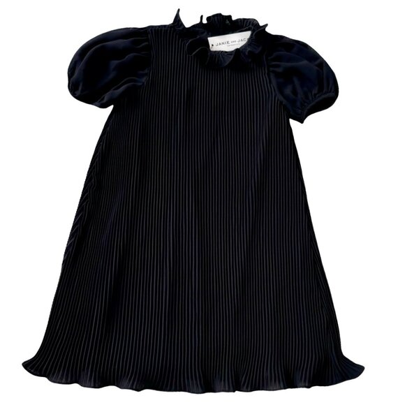 NWT Girls Pleated Puff Sleeve Black Dress, Size 7 - Picture 5 of 5